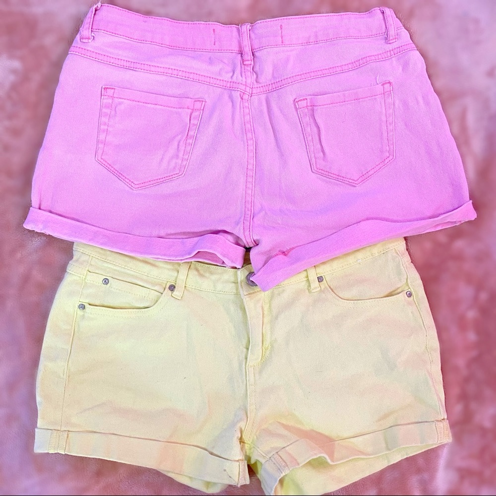 2 Pack pink and Yellow Denim Shorts